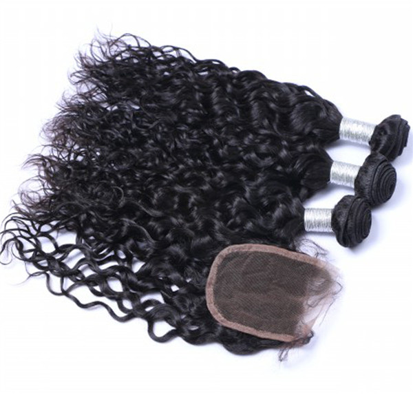 EMEDA virgin malaysian curly hair sew in hair weave bundles with closure QM008